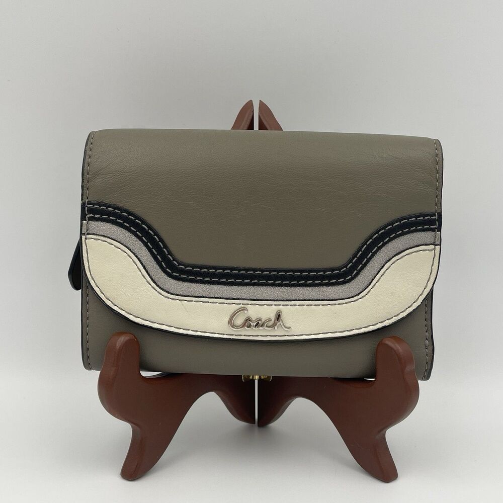 Coach Trifold Leather Mila Small Flap Wallet in Multicolor
